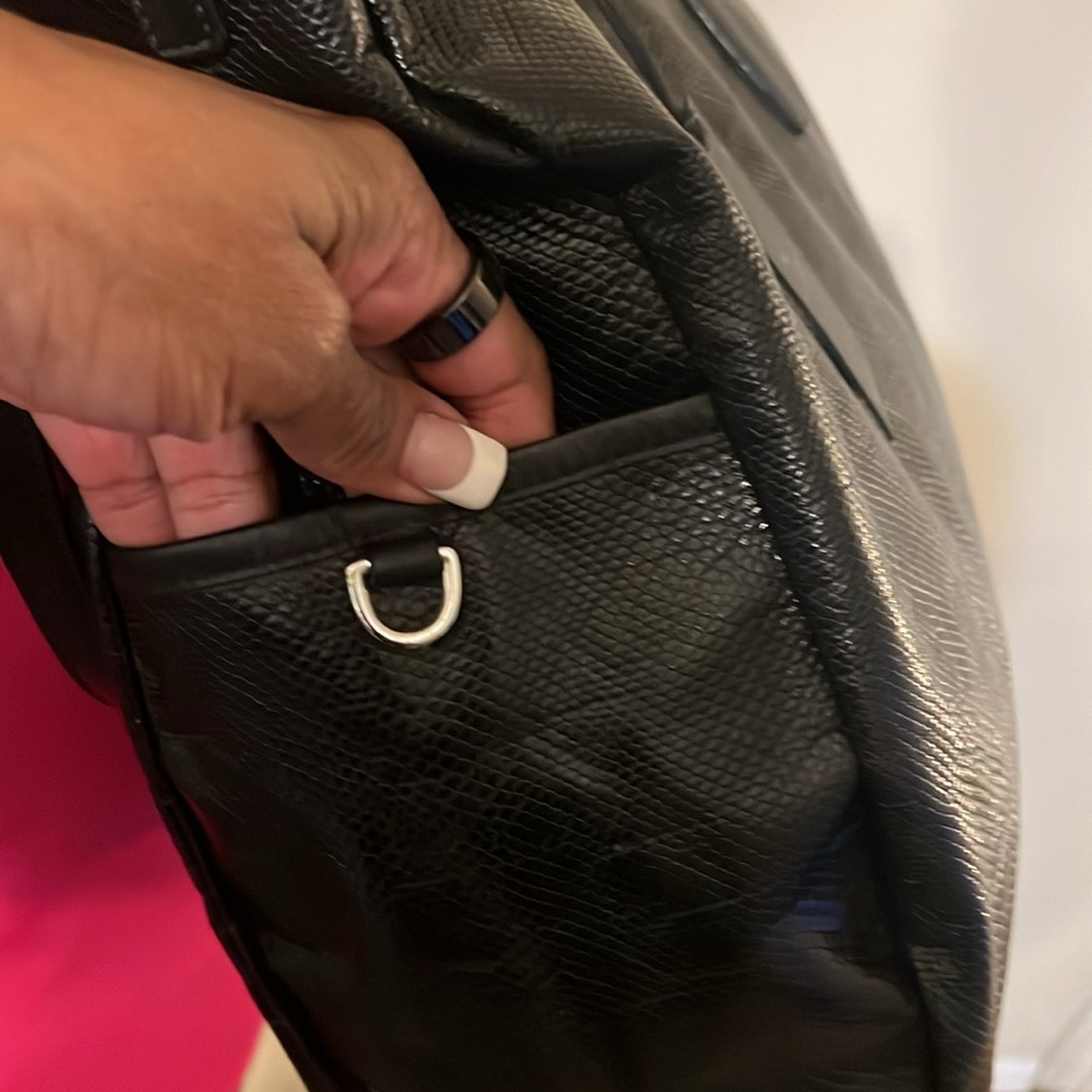 Tumi Large Black Python Effect Coated Fabric Luce… - image 8